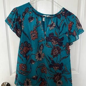 Joie Teal Floral Blouse